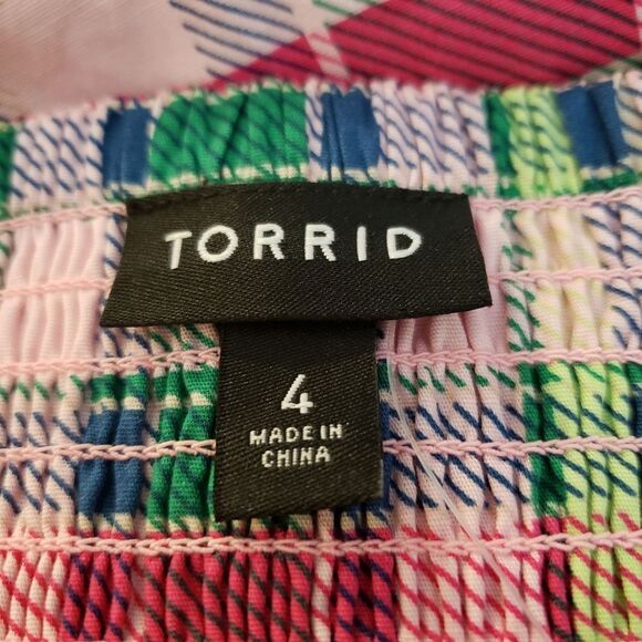 Torrid Plaid Poplin Tiered Ruffle Strap Dress Sz 4X - Picture 4 of 7